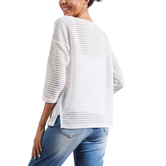 Simple by Suzanne Betro Ivory Stripe Sheer Boatneck Tunic Size L - Picture 4 of 5